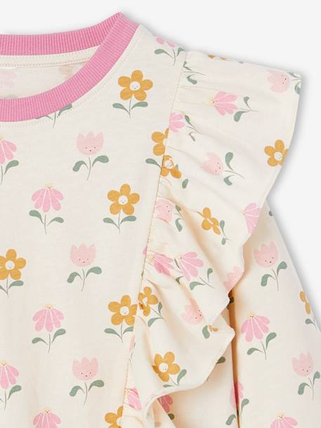 T-shirt à volants manches longues fille vanille - vertbaudet enfant 