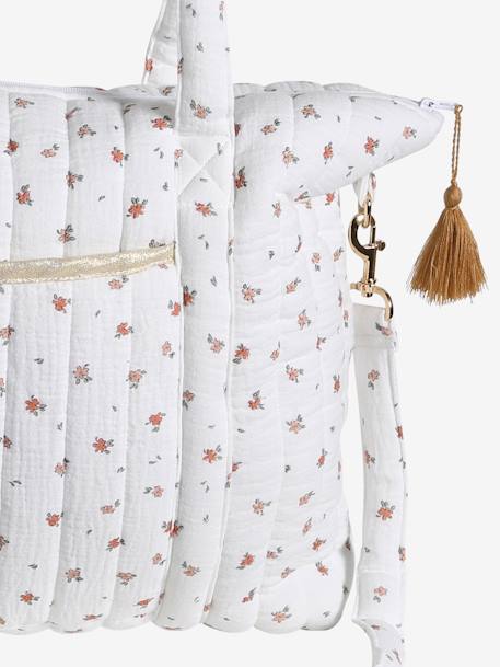 Sac à langer en gaze de coton Plume beige imprimé+blanc imprimé+IVOIRE IMPRIME+ivoire végétal+vanille - vertbaudet enfant 
