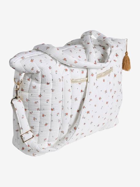 Sac à langer en gaze de coton Plume beige imprimé+blanc imprimé+IVOIRE IMPRIME+ivoire végétal+vanille - vertbaudet enfant 