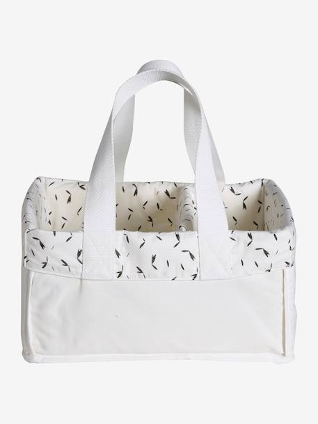 Panier de rangement 2 compartiments bleu grisé+écru+rose imprimé - vertbaudet enfant 