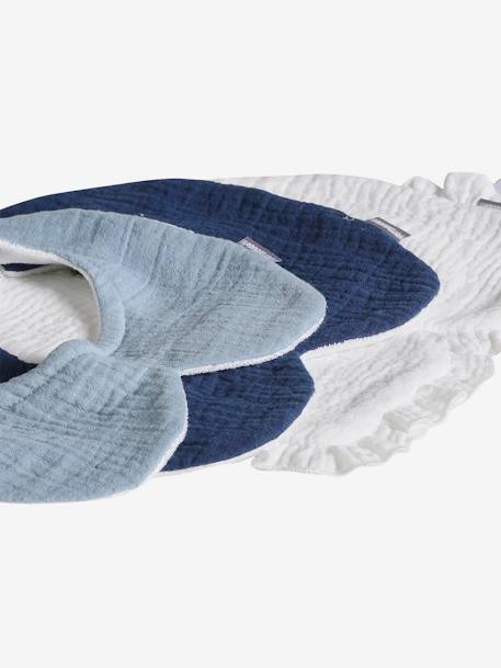 Lot de 3 bavoirs col fantaisie bleu ciel+écru - vertbaudet enfant 