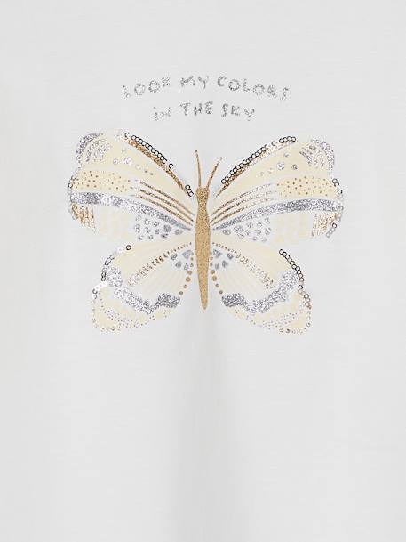 Tee-shirt fantaisie fille écru+olive+vert sauge - vertbaudet enfant 