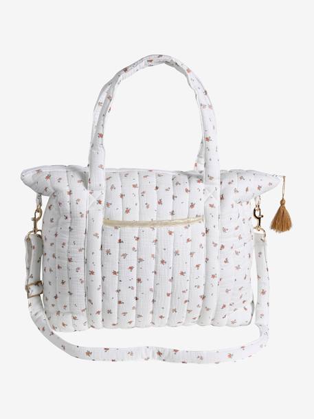 Sac à langer en gaze de coton Plume beige imprimé+blanc imprimé+IVOIRE IMPRIME+ivoire végétal+vanille - vertbaudet enfant 
