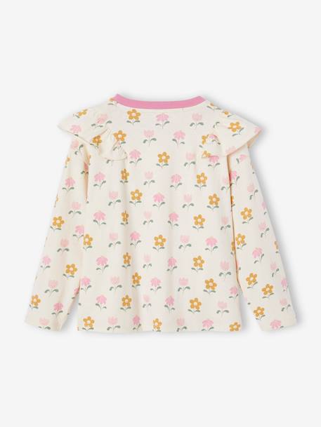 T-shirt à volants manches longues fille vanille - vertbaudet enfant 