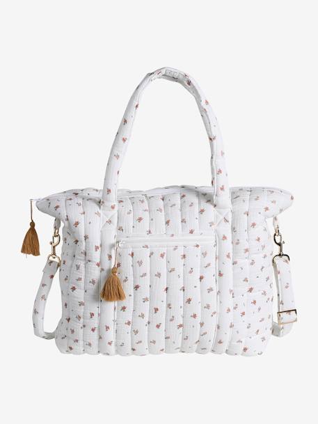 Sac à langer en gaze de coton Plume beige imprimé+blanc imprimé+IVOIRE IMPRIME+ivoire végétal+vanille - vertbaudet enfant 