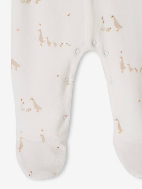 Set van 2 fluwelen babyslaappakjes met opening voor cappuccino+rozen - vertbaudet enfant 