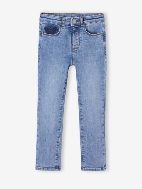 Slim meisjesjeans smal denimgrijs+donkerblauw+grijs+middenblauw - vertbaudet enfant 