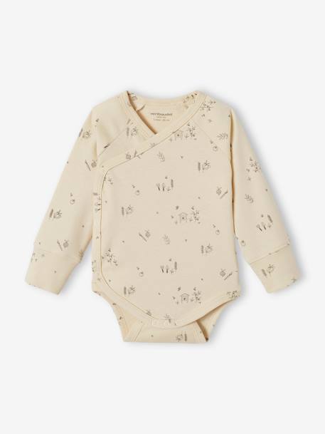 Lot 5 bodies manches longues évolutifs ouverture naissance en coton bio vert sauge - vertbaudet enfant 