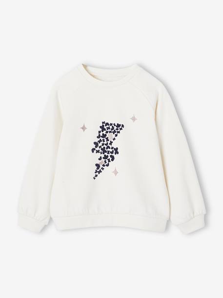 Sweat ludique fille écru+gris chiné - vertbaudet enfant 