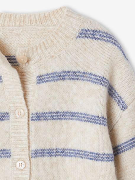 Gilet fille maille mousseuse gris chiné+rose chiné+vanille - vertbaudet enfant 