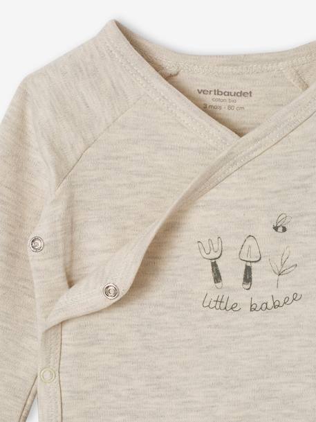 Lot 5 bodies manches longues évolutifs ouverture naissance en coton bio vert sauge - vertbaudet enfant 