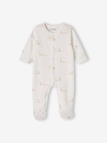 Lot de 2 pyjamas mixtes velours ouverture naissance cappuccino+rose - vertbaudet enfant 