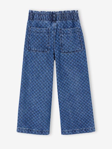 Pantalon fille large motifs fantaisie bleu foncé+bleu moyen+denim gris - vertbaudet enfant 