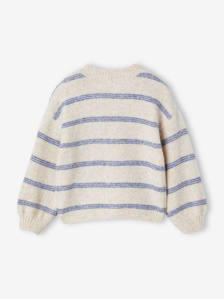 Gilet fille maille mousseuse gris chiné+rose chiné+vanille - vertbaudet enfant 