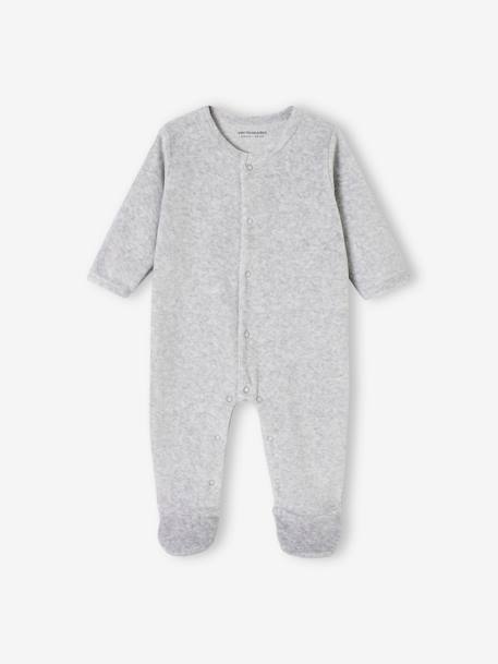 Lot de 3 pyjamas bébé mixte en velours ouverture naissance bois de rose+jaune d'or+vert d'eau - vertbaudet enfant 