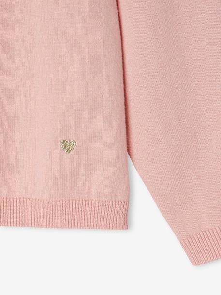 Gilet fille maille fine BASICS anthracite+beige chiné+blush+bois de rose+gris chiné+marine+vanille+vert émeraude - vertbaudet enfant 