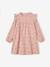 Jurk van katoenen gaas met ruches op de schouder dennen+roze (poederkleur) - vertbaudet enfant 