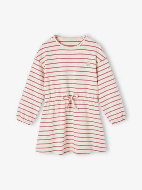 Robe rayée resserrée taille fille terracotta - vertbaudet enfant 