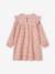 Jurk van katoenen gaas met ruches op de schouder dennen+roze (poederkleur) - vertbaudet enfant 