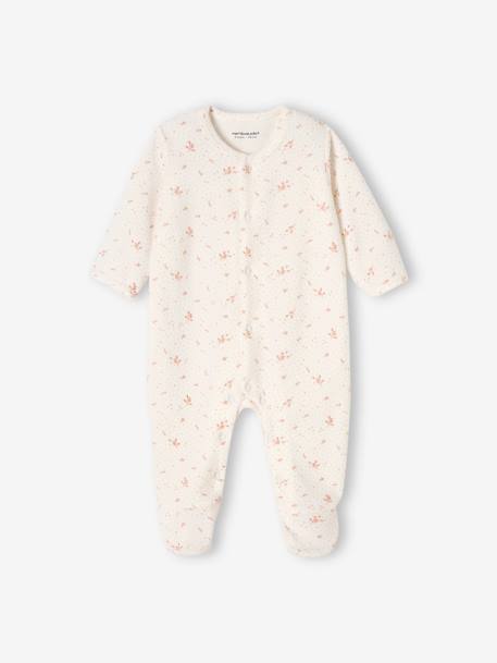 Lot de 3 pyjamas bébé mixte en velours ouverture naissance bois de rose+jaune d'or+vert d'eau - vertbaudet enfant 