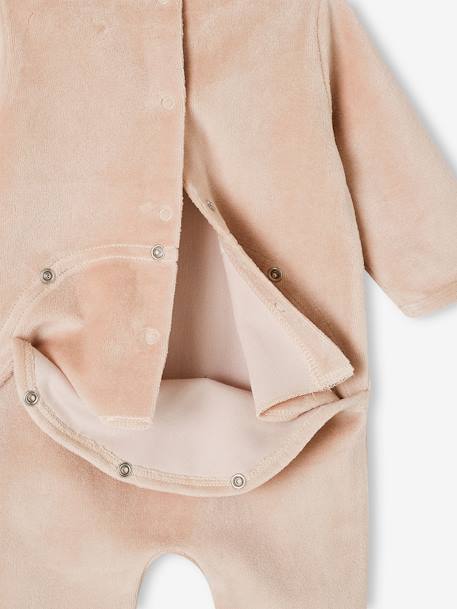 Lot de 3 pyjamas bébé mixtes en velours camel+cappuccino+rose - vertbaudet enfant 