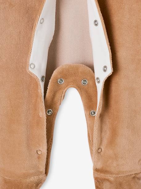 Lot de 2 pyjamas mixtes velours ouverture naissance cappuccino+rose - vertbaudet enfant 