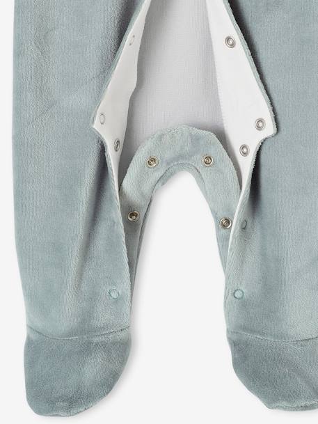 Lot de 3 pyjamas bébé mixte en velours ouverture naissance bois de rose+jaune d'or+vert d'eau - vertbaudet enfant 