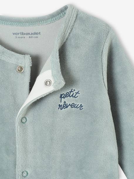 Lot de 3 pyjamas bébé mixte en velours ouverture naissance bois de rose+jaune d'or+vert d'eau - vertbaudet enfant 