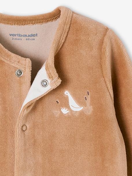 Lot de 2 pyjamas mixtes velours ouverture naissance cappuccino+rose - vertbaudet enfant 