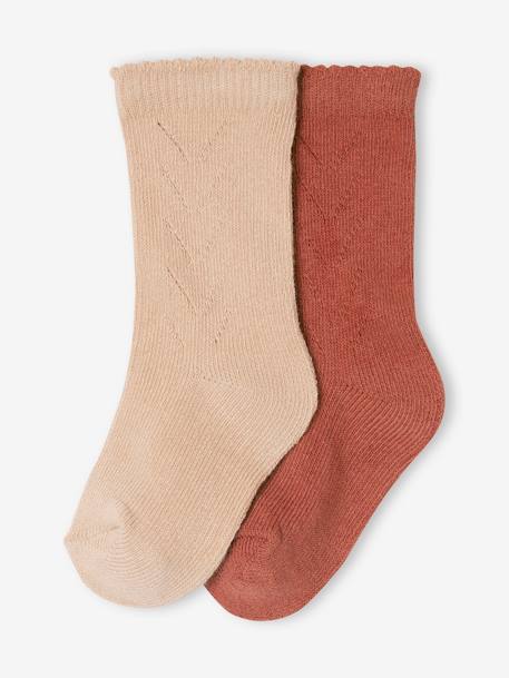 Lot de 2 paires de chaussettes hautes bébé fille bois - vertbaudet enfant 