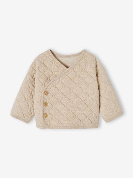 Gilet bébé matelassé ouverture croisée naissance anthracite+beige chiné - vertbaudet enfant 