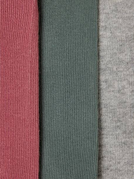 3 paar tricot maillots voor baby's beige+donkerpaars+ecru+oudroze+Wit/lichtroze/grijs chiné - vertbaudet enfant 