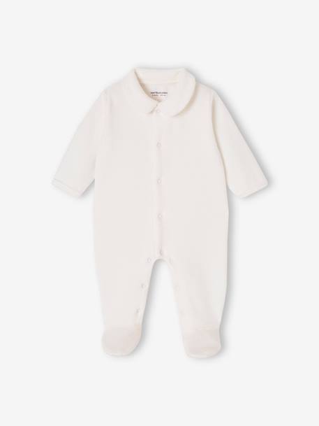 Lot de 2 pyjamas bébé mixtes en velours ouverture naissance beige - vertbaudet enfant 