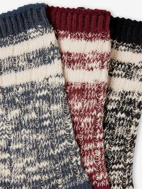 Lot 3 paires chaussettes mailles moulinées Garçon bleu grisé - vertbaudet enfant 