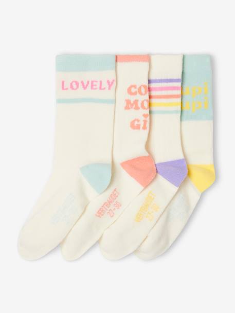 Lot de 4 paires de chaussettes fille écru - vertbaudet enfant 