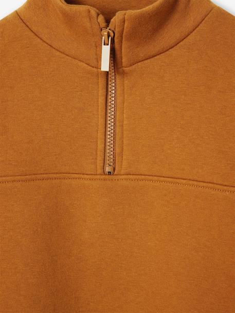 Jongenssweatshirt met truckerskraag en basketbalmotief op de mouw antraciet+hazelnoot - vertbaudet enfant 