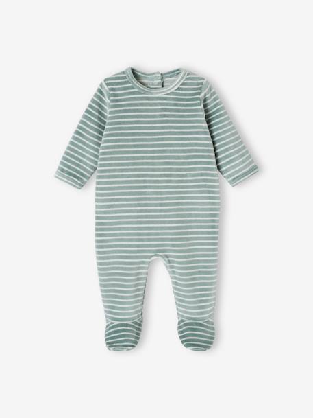 Set van 3 fluwelen babyslaappakjes BASICS cappuccino+kameel+rozen - vertbaudet enfant 