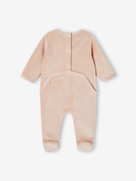 Lot de 3 pyjamas bébé mixtes en velours camel+cappuccino+rose - vertbaudet enfant 