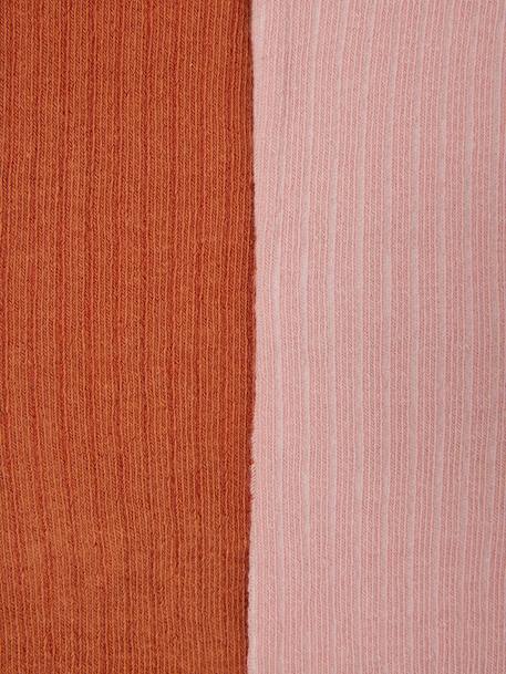 Set met 2 paar maillots in geribd tricot voor babymeisje ecru+pecannoot - vertbaudet enfant 