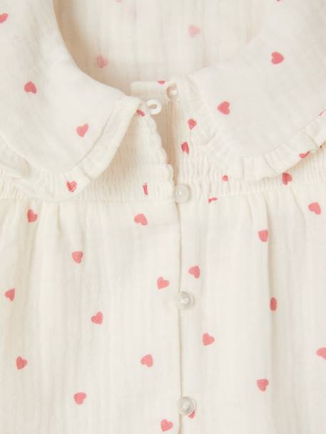 Blouse bébé fille coeurs en gaze de coton écru - vertbaudet enfant 