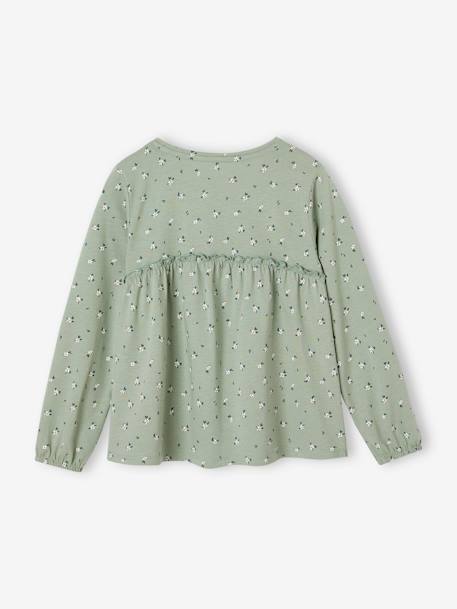 T-shirt blouse fille imprimé manches longues rose poudré+vert de gris - vertbaudet enfant 