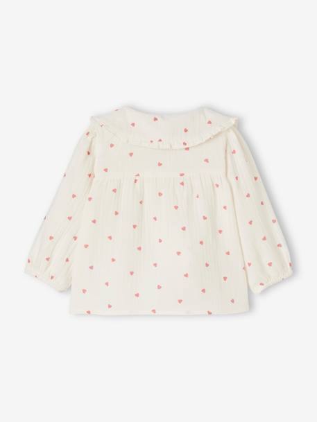 Blouse bébé fille coeurs en gaze de coton écru - vertbaudet enfant 