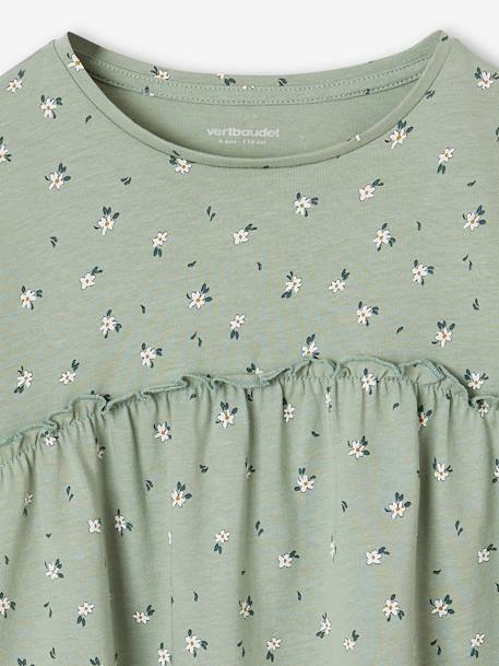 T-shirt blouse fille imprimé manches longues rose poudré+vert de gris - vertbaudet enfant 