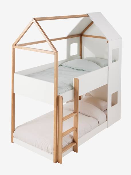 Lit enfant cabane superposé blanc - vertbaudet enfant 