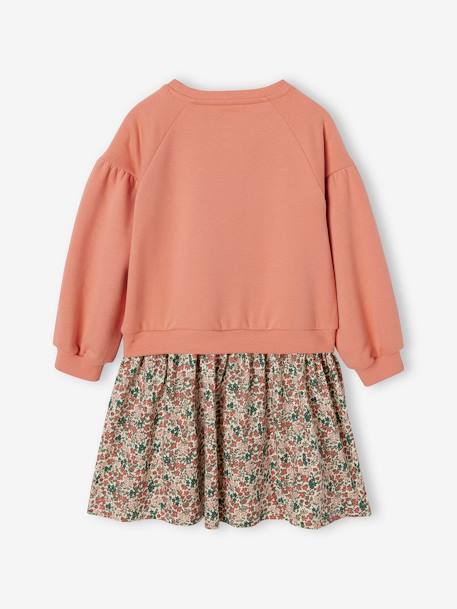 Robe bi-matière fille anthracite+corail - vertbaudet enfant 