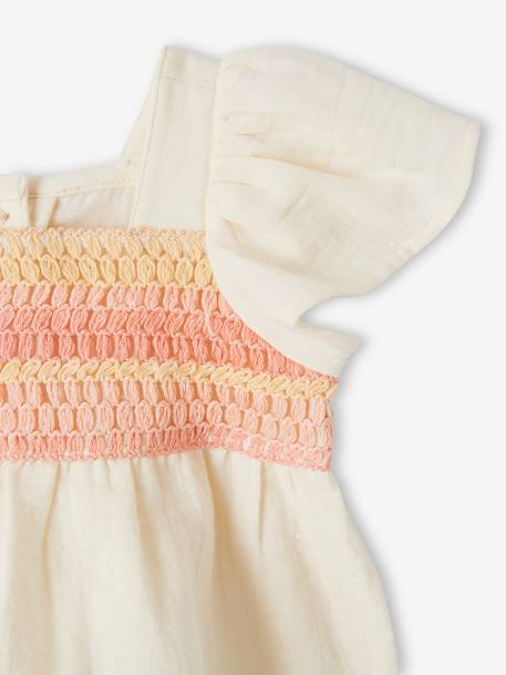 Blouse en gaze de coton bébé encolure en crochet écru - vertbaudet enfant 