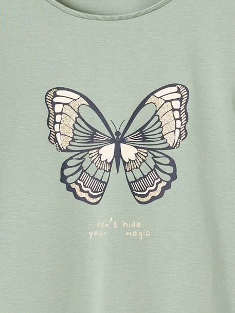 Tee-shirt à message fille beige poudré+vert de gris - vertbaudet enfant 