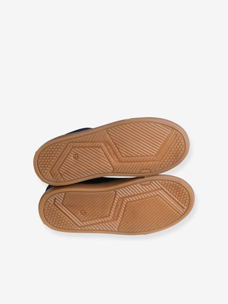 Baskets enfant garçon cuir montantes zippées et élastiquées marine+marron - vertbaudet enfant 