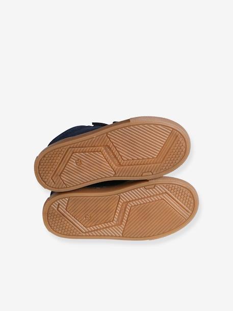 Baskets garçon cuir à scratchs marine+marron - vertbaudet enfant 