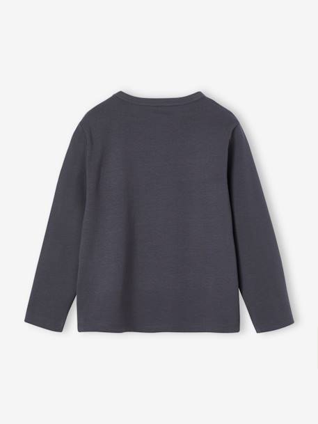 T-shirt animation métallisée fille manches longues anthracite+blanc+vert sapin - vertbaudet enfant 